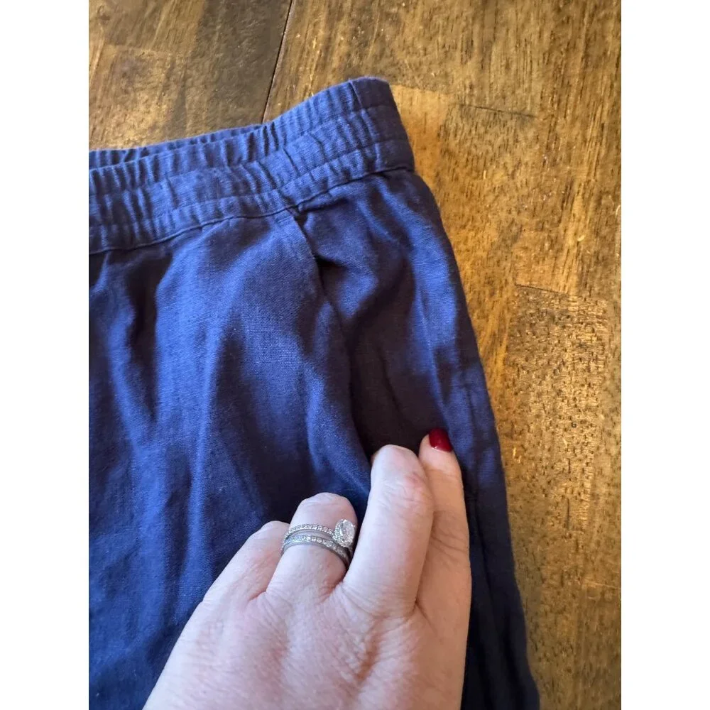 Naturals D&Co Blue Wide Leg Linen Blend Pull On High Rise Pants 3X NWT - Picture 6 of 10